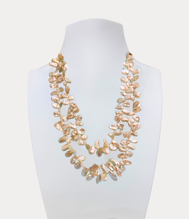 Artisan Necklace with Double-Stranded Keshi Pearls