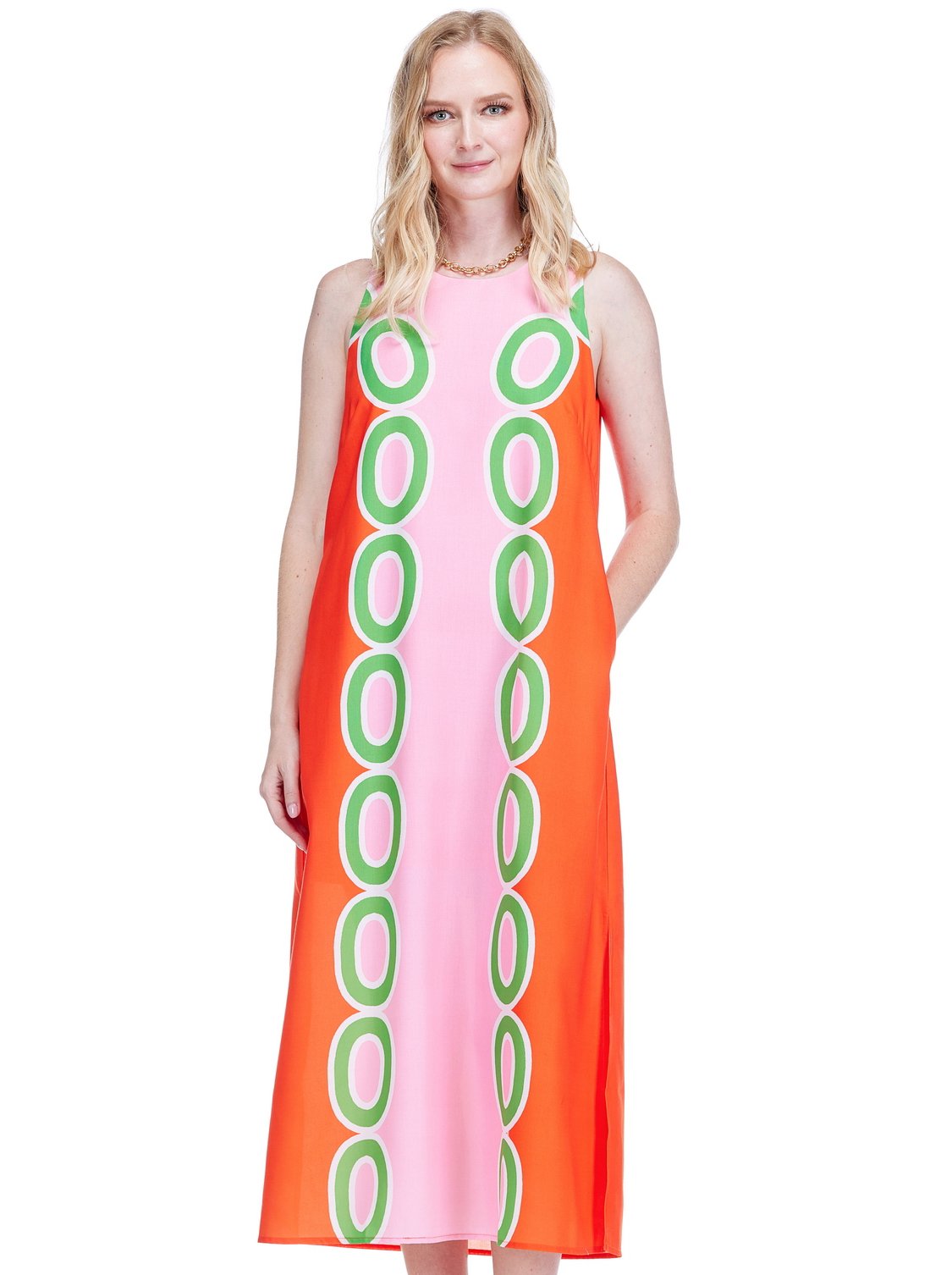 Jade Column Midi Dress in Red Links