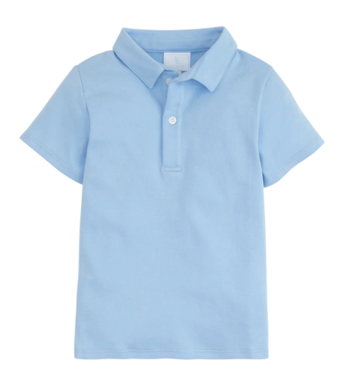 Little English Short Sleeve Polo in Light Blue