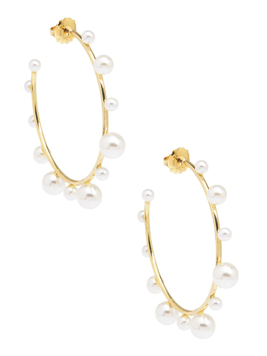 Decorative Pearl Hoop Earring- Gold/ Pearl