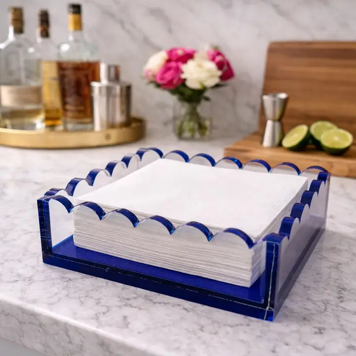 Maven Home Cocktail Napkin Holder Scalloped in Indigo