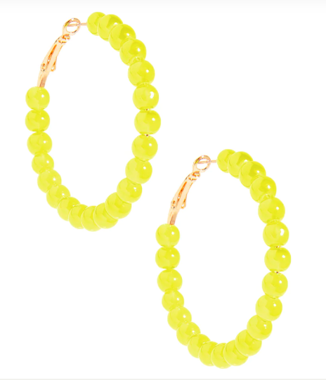Zenzii Glass Bead Hoop Earring in Neon Lemon