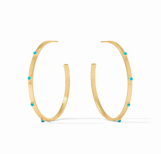 Julie Vos: Hoop - Crescent Stone - GLD/TRQ - XL