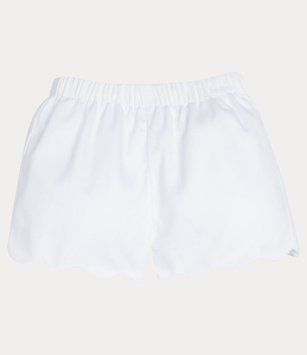 Little English Scallop Short in White Twill