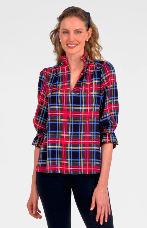 Gretchen Scott: Ruffle neck Tunic (Pick YOUR Plaid)