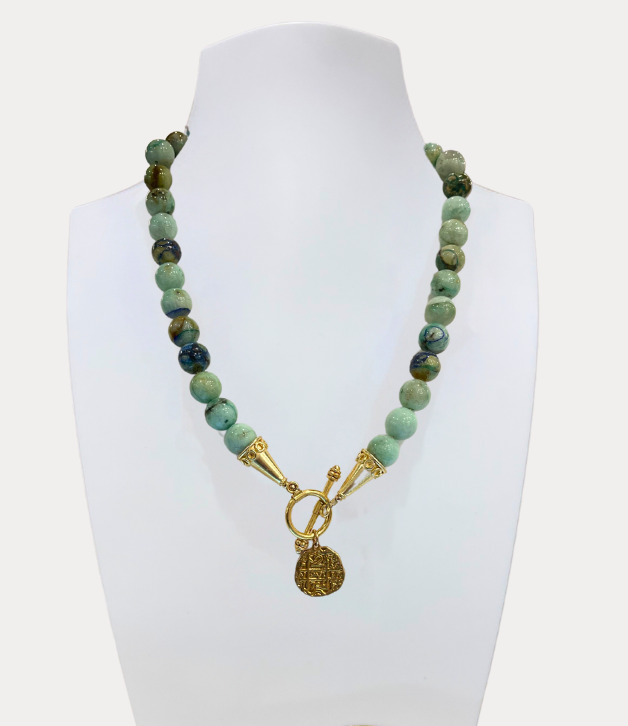 Artisan Necklace with Chrysocolla Beads