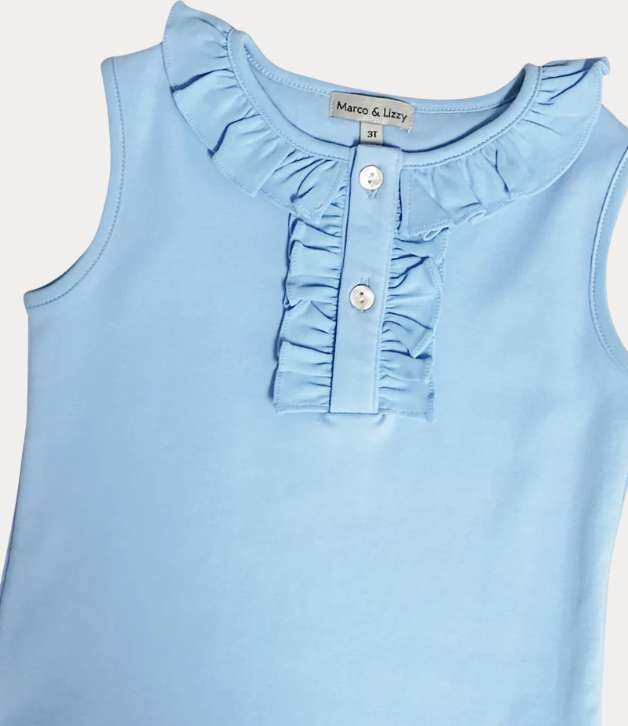 Marco & Lizzy Blue Girl's Pima Top