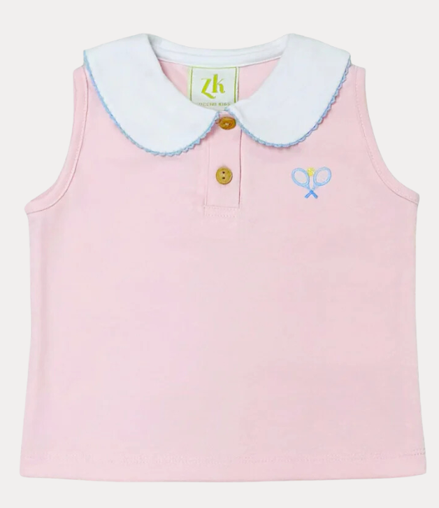 Zuccini Kids Polo Blouse in Pink with Tennis