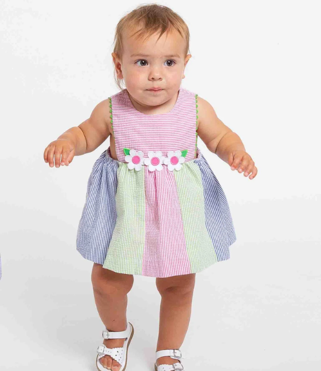 Florence Eiseman Seersucker Romper With Flowers