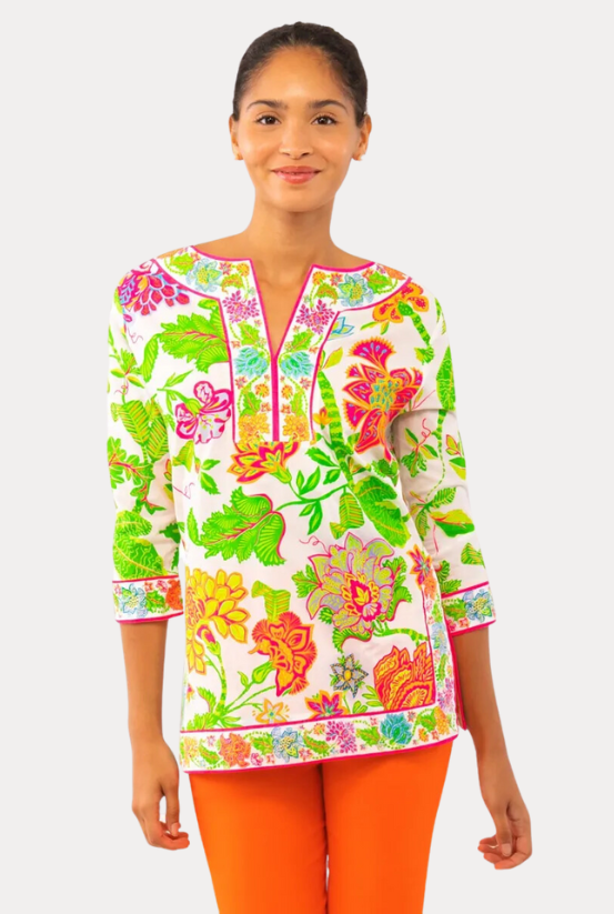 Gretchen Scott Split Neck Tunic in Brights