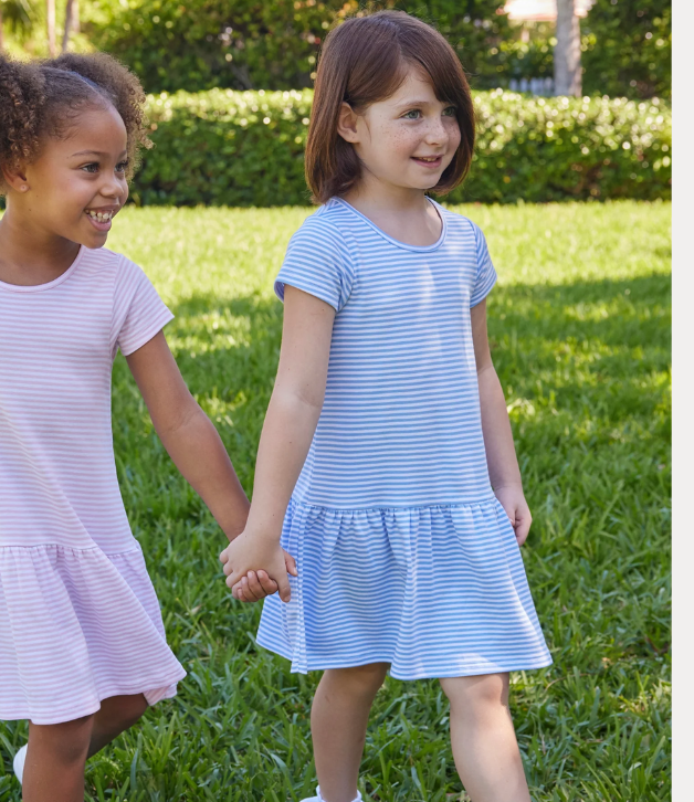Little English Kari T-Shirt Dress in Light Blue Stripe