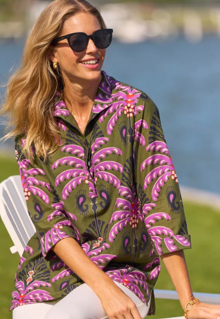 Jude Connally Cricket Top Frond Loden Cotton Voile