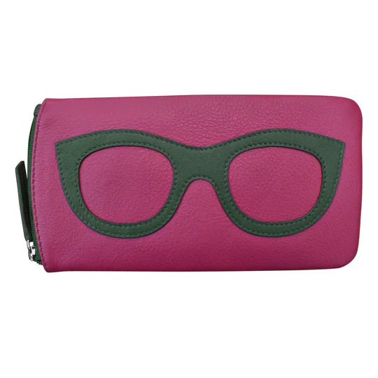 ili New York Eyeglass Case with Frame Graphic in Orchid and Green