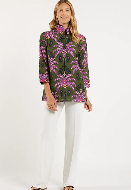 Jude Connally Cricket Top Frond Loden Cotton Voile