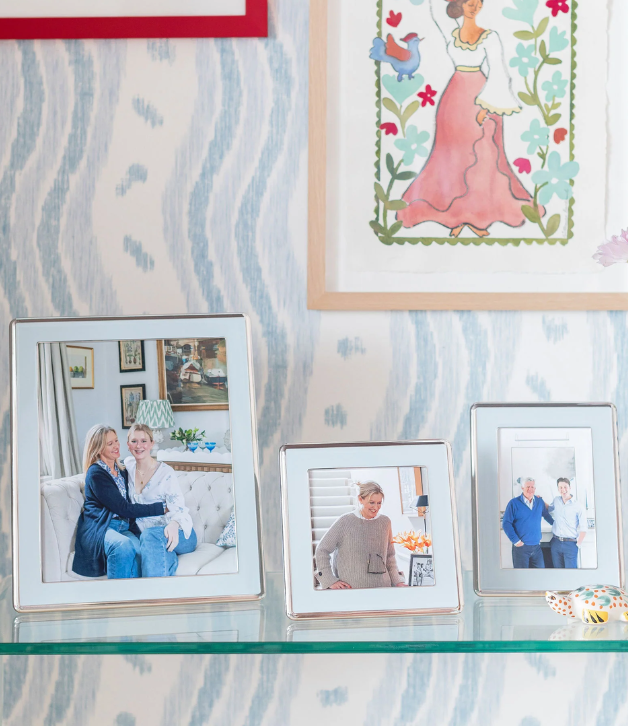 Addison Ross Wide, Curved Enamel Frame: Powder Blue & Silver