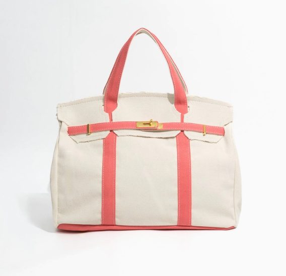 Familywear Handmade Cotton and Canvas Boatkin Boat Bag in Pink