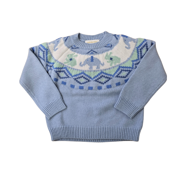 Sail to Sable: Blue Bunny & Elephant Fair Isle Sweater