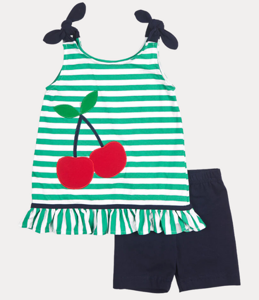 Florence Eiseman: Stripe Knit Short Set With Cherries | ORG $96