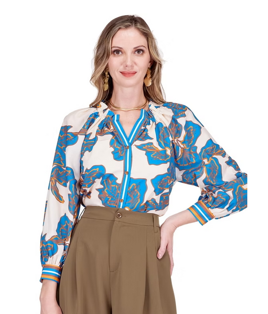 Jade: Bold Riviera Split Neck Top