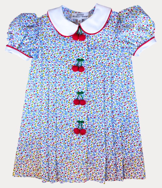 Classic Cherry Dress in Primary-Color Floral: Made to Order The Woman's Exchange of St. Louis Classic Cherry Dress in Primary-Color Floral: Made to Order The Woman's Exchange of St. Louis