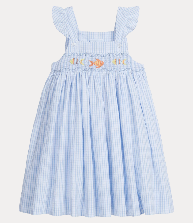 Little English Smocked Lizzy D Dress with Fish