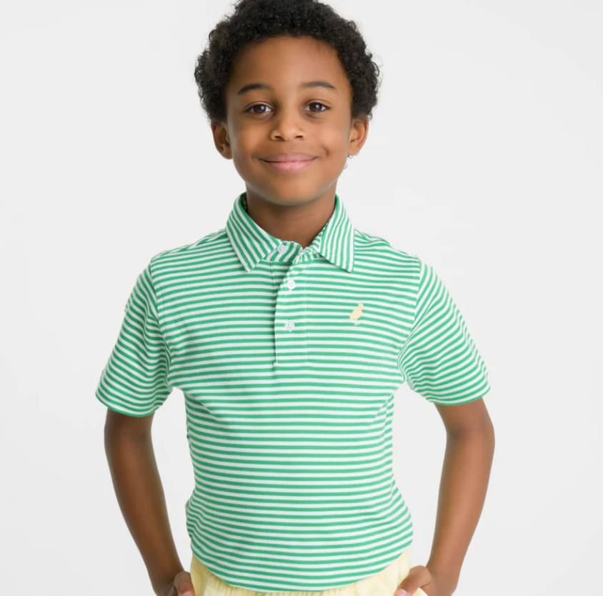TBBC Prim & Proper Polo in Kelly Green Stripe