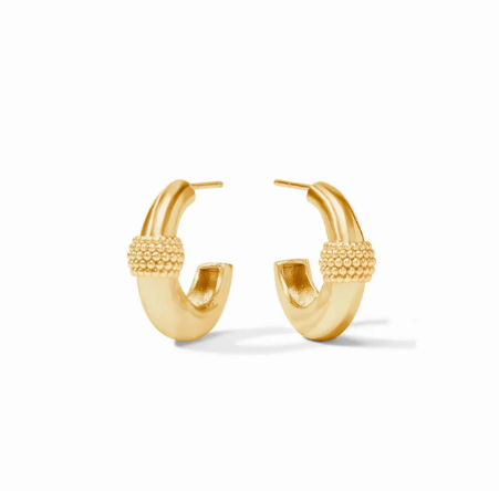 Julie Vos: Hoop Earring Beaded - Cabochon - GLD