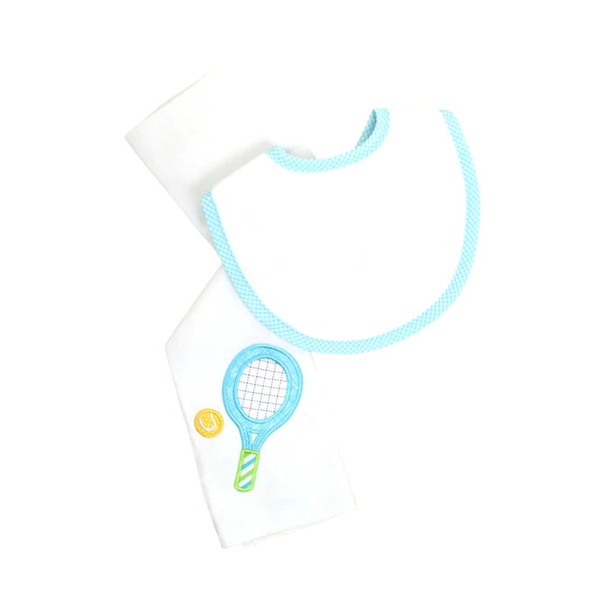 3 Martha's Tennis Basic Bib & Burp Box Set in Blue