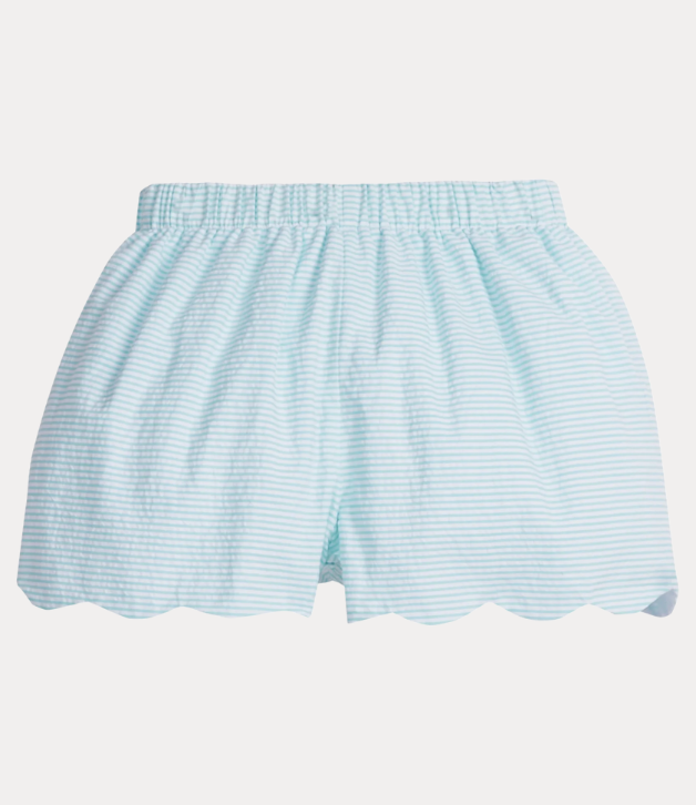 Little English Scallop Short in Island Stripe Seersucker