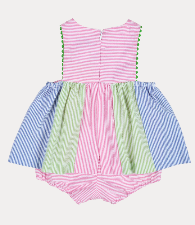 Florence Eiseman Seersucker Romper With Flowers