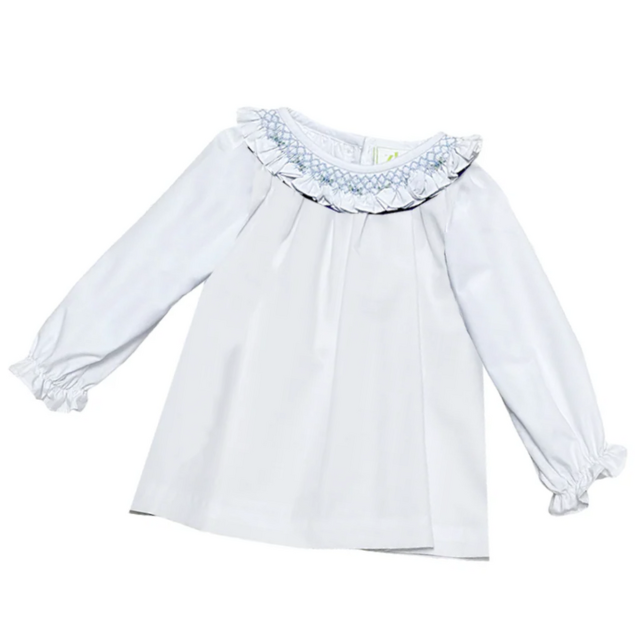 Zuccini Kids: Kendall Collar Blouse L/S- WHT/PNK