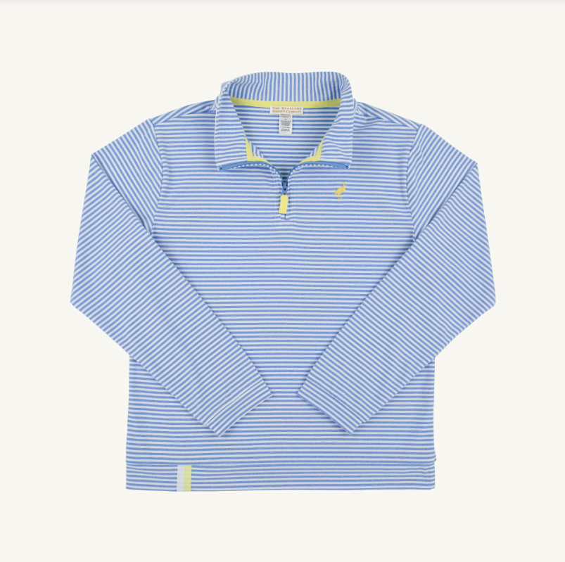 The Beaufort Bonnet Company Prepletic™ Hayword Half Zip in Barbados Blue Stripe