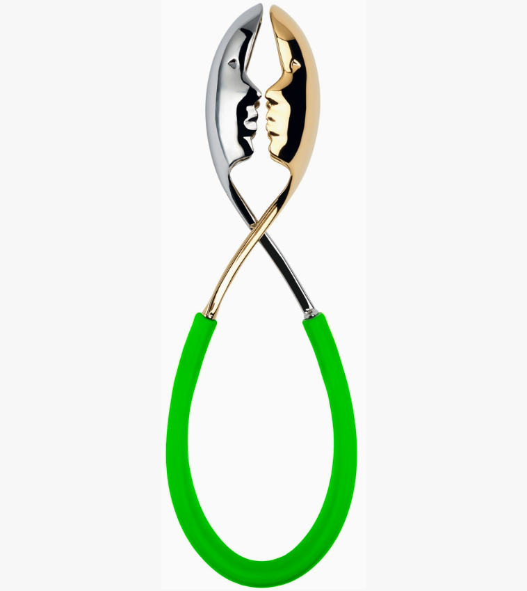 Casa Bugatti Kiss Salad Tongs Servers in two-tone 24 carat Gold