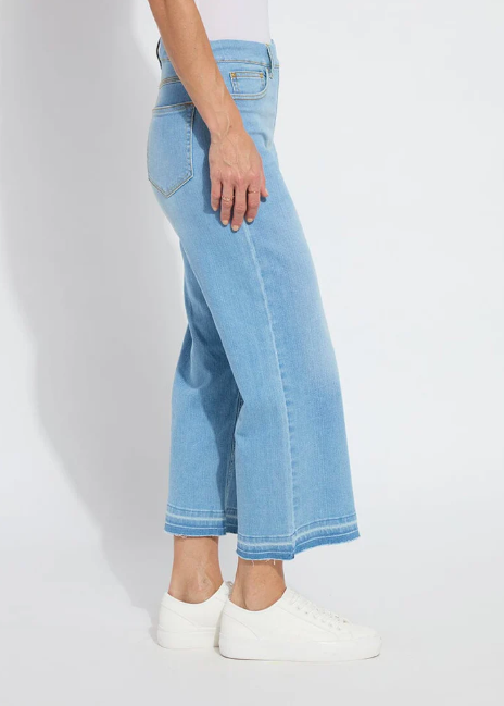 Lysse Frances Denim Wide Leg Crop in Bleached Blue