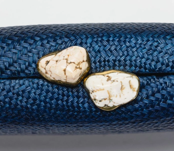 Kayu Jen Clutch in Navy with White Stone