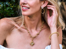 Capucine De Wulf Berry Clover Teardrop Earrings in Mother of Pearl