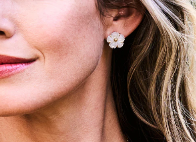 Capucine De Wulf Mermaid Garden Petite Stud Earrings in Mother of Pearl