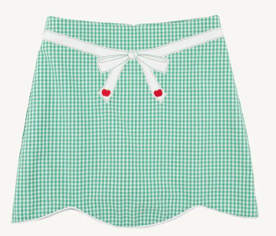 The Beaufort Bonnet Company Perrin Scallop Skirt in Gibson Island Green Mini Gingham