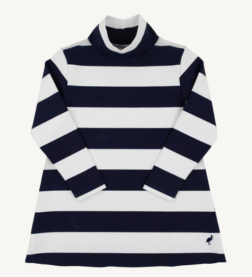 The Beaufort Bonnet Company Prepletic™ Finley Funnel Dress in Nantucket Navy Rugby Stripe