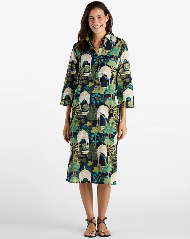 Jude Connally Kallan Dress in Peacock Garden Black