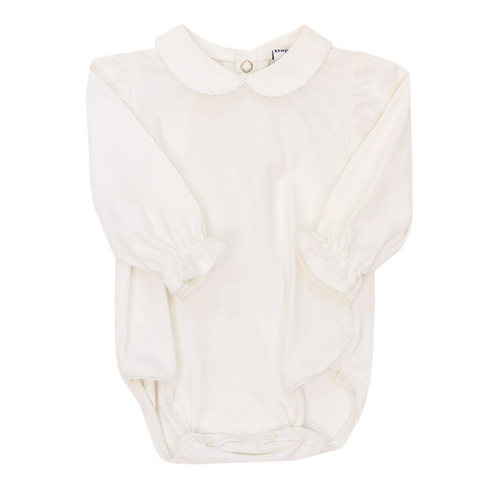 Bailey Boys Knit Long Sleeve Onesie with Ruffles in White