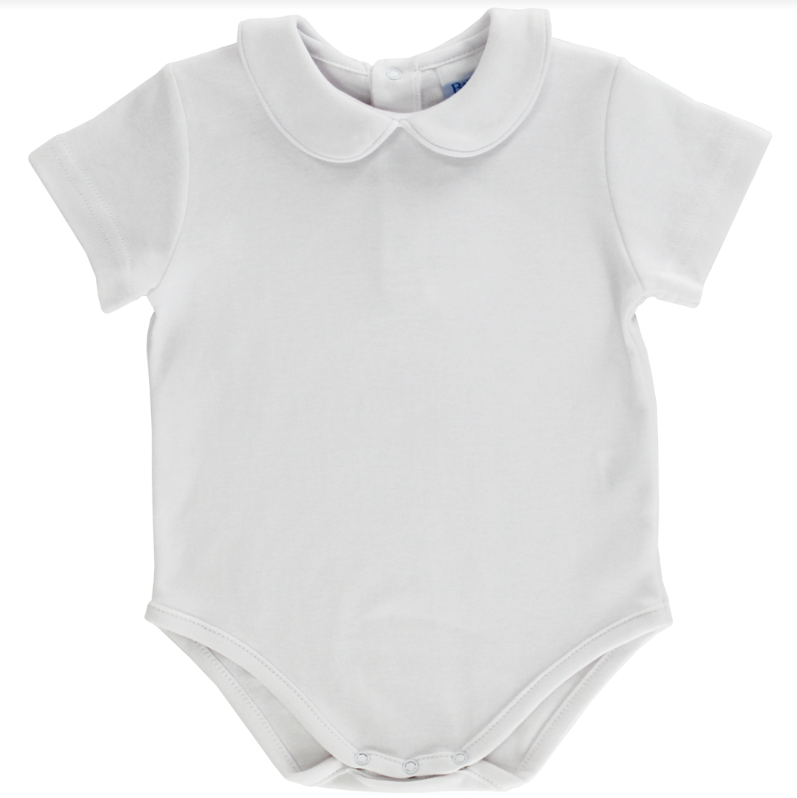 Bailey Boys Knit Short Sleeve Onesie in White