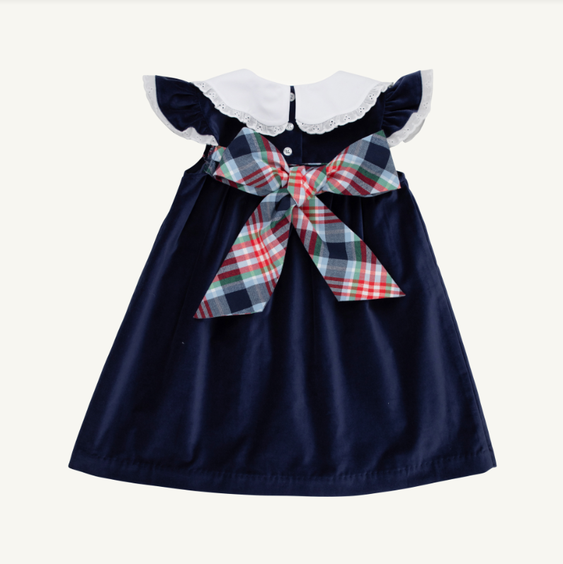 The Beaufort Bonnet Company Franny Velveteen Frock in Covington Cottage Plaid