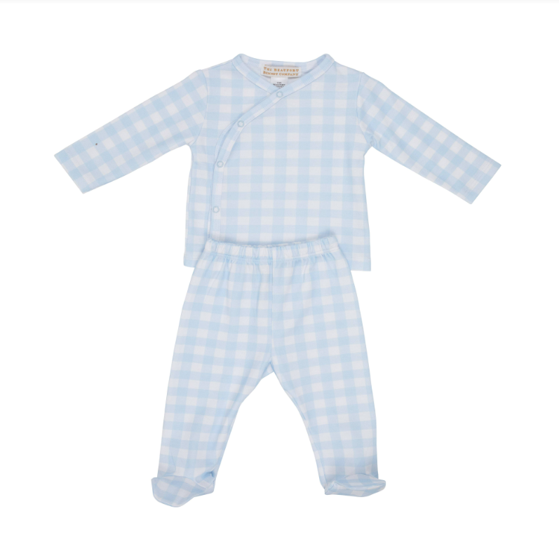 The Beaufort Bonnet Company Comeron Cross Front Set in Blue 3-6M