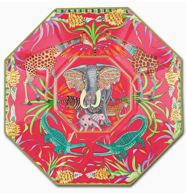 Marye Kelley Pink Jungle Decoupage Glass Plate