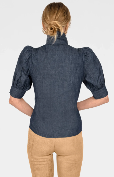 Gretchen Scott Puff Sleeve Top in Denim