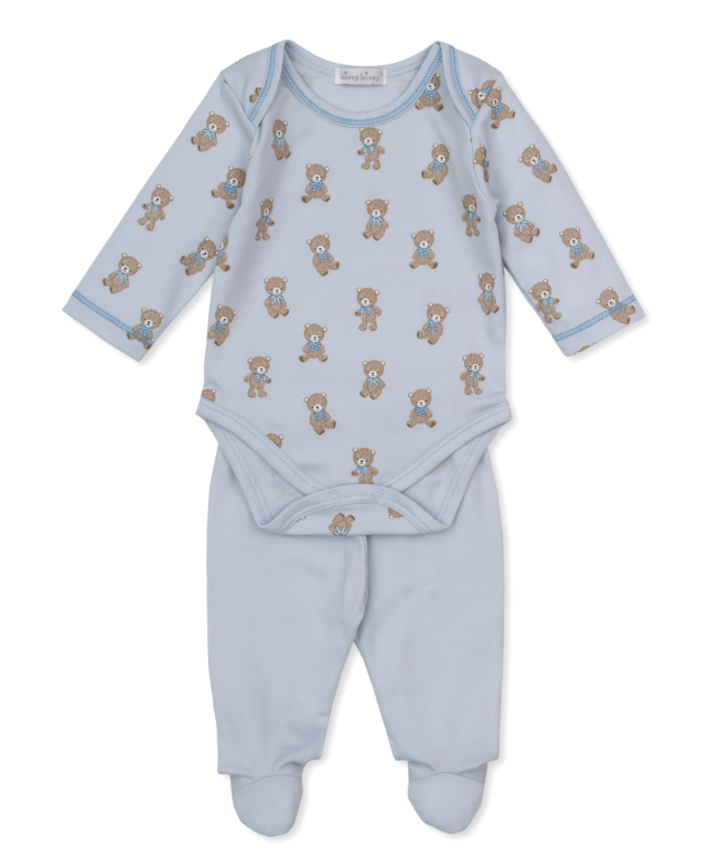 Kissy Kissy Footed Pant Set Teddy Bear Club Blue