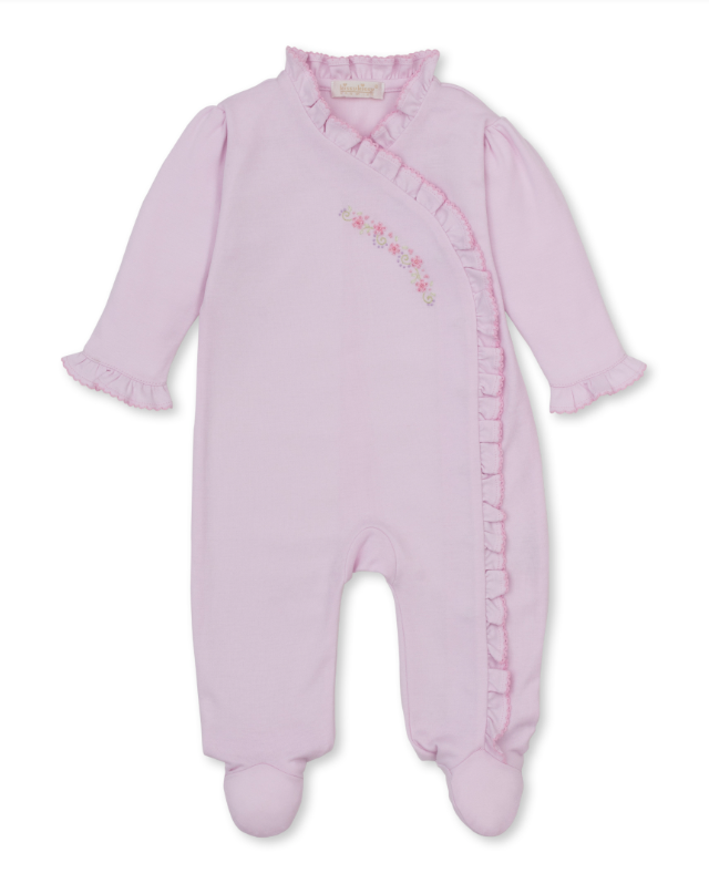 Kissy Kissy Footie with Hand Embroidery in Fall Medley Pink
