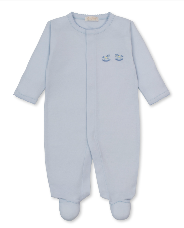 Kissy Kissy Footie with Hand Embroidery in Fall Medley Blue