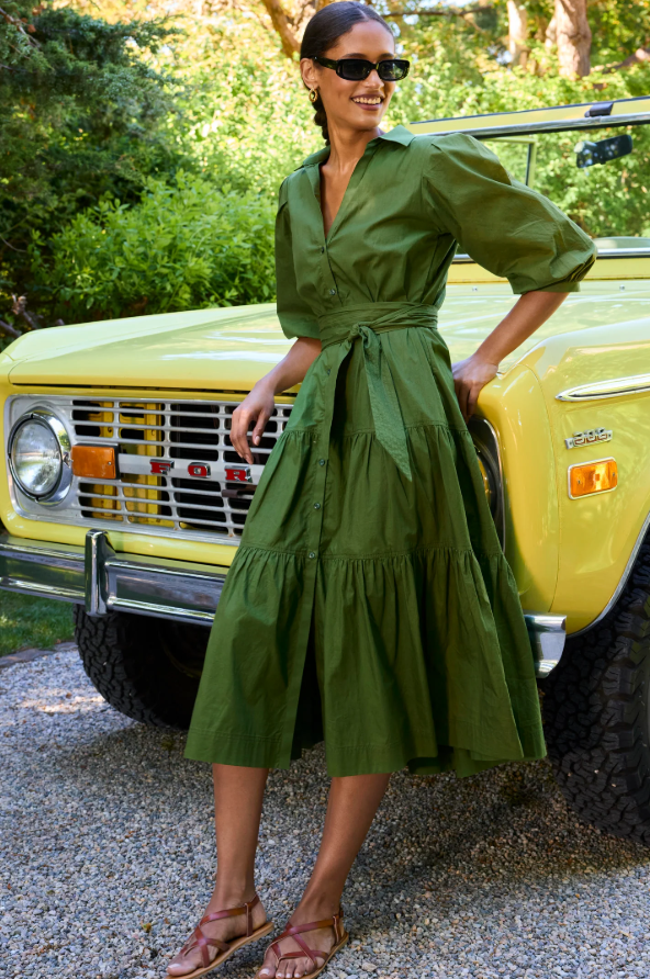Bella Tu Brinley Dress in Poplin Green